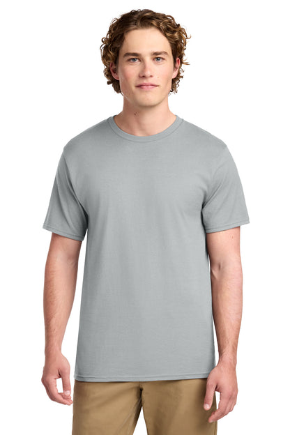 Front View of Silver Port & Co Ring Spun Cotton Tee. PC150 plain