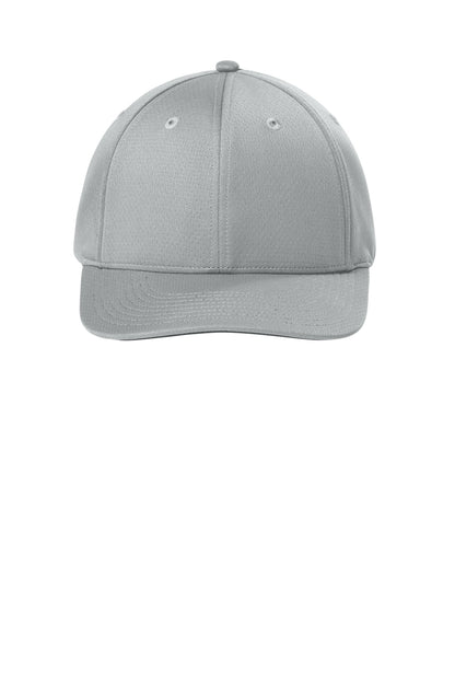Front View of Silver Sport-Tek Impact Mesh Stretch-Tek Adjustable Cap STC71 plain