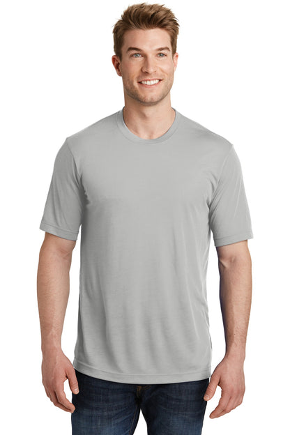 Front View of Silver Sport-Tek PosiCharge Competitor Cotton Touch Tee. ST450 plain