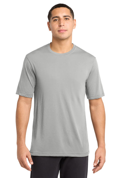 Front View of Silver Sport-Tek PosiCharge Competitor Cotton Touch Tee. ST450 plain