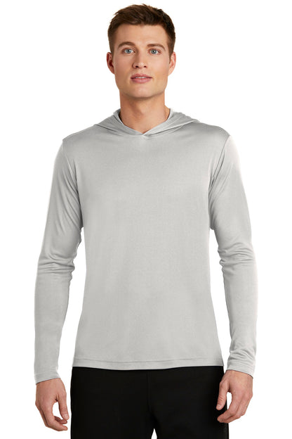 Front View of Silver Sport-Tek PosiCharge Competitor Hooded Pullover. ST358 plain