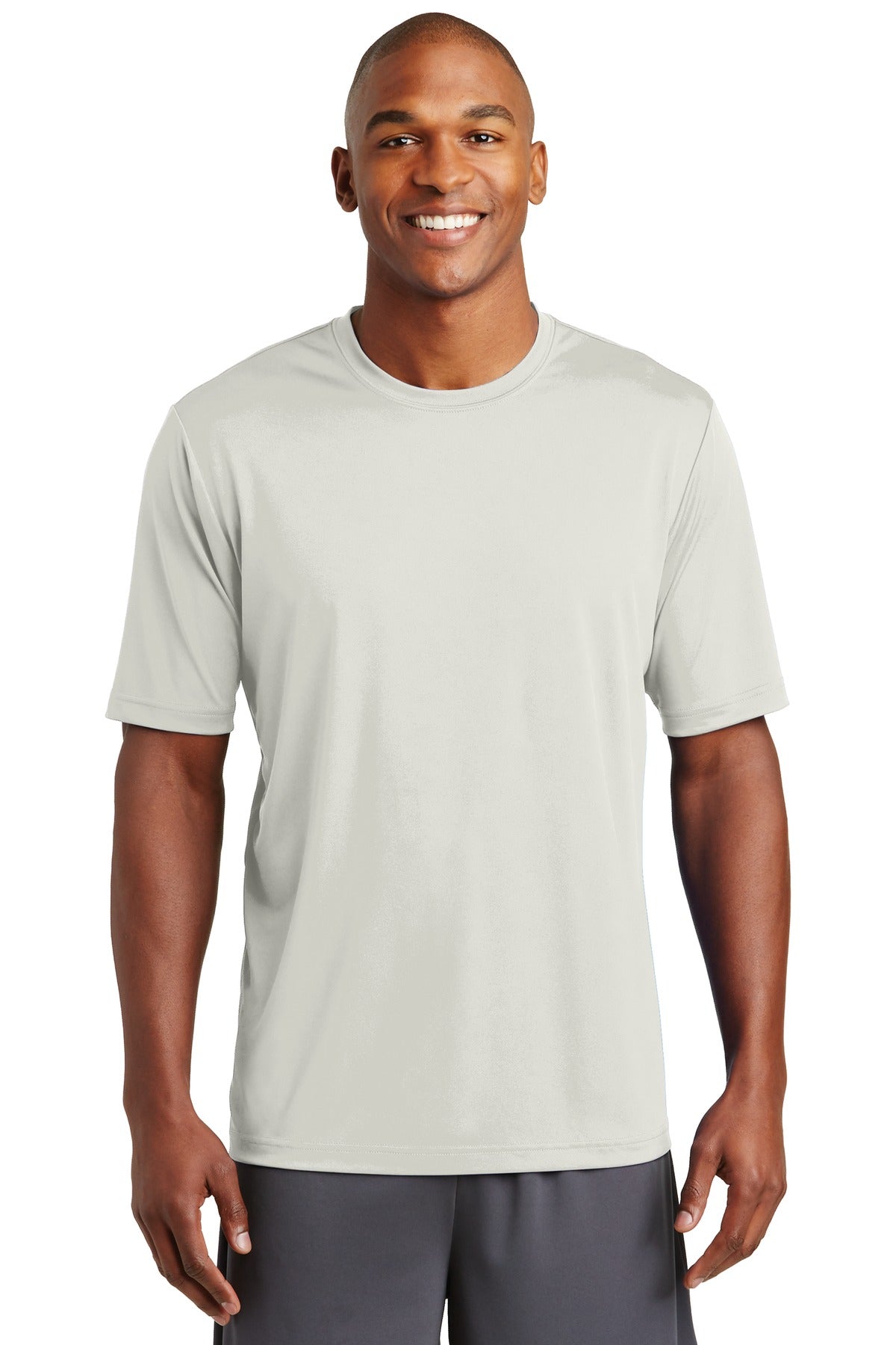 Front View of Silver Sport-Tek PosiCharge Tough Tee . ST320 plain