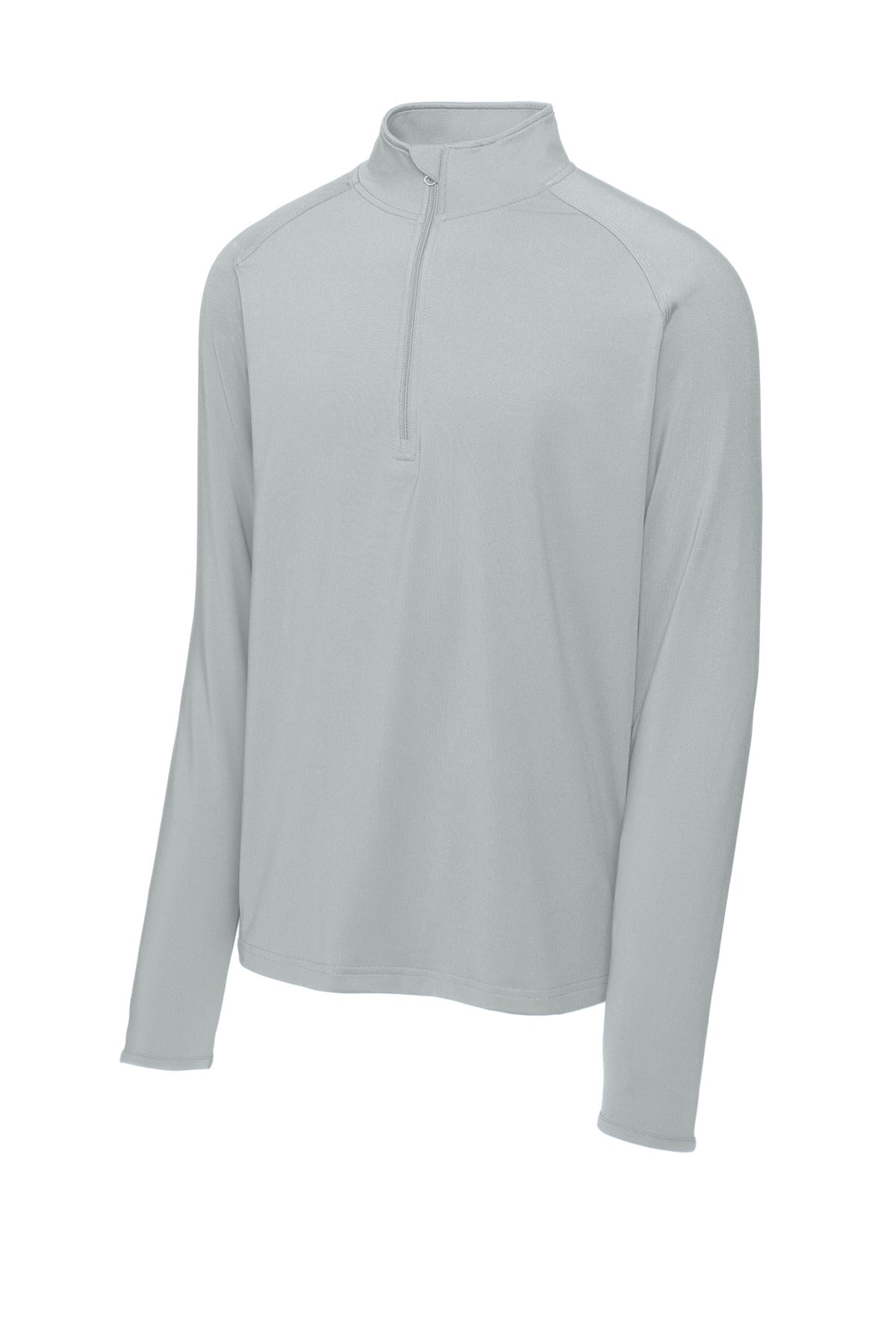 Front View of Silver Sport-Tek Sport-Wick Stretch 1/4-Zip Pullover. ST850