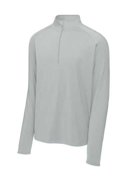 Front View of Silver Sport-Tek Sport-Wick Stretch 1/4-Zip Pullover. ST850
