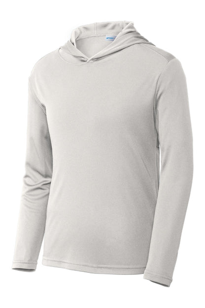 Front View of Silver Sport-Tek Youth PosiCharge Competitor Hooded Pullover. YST358 plain