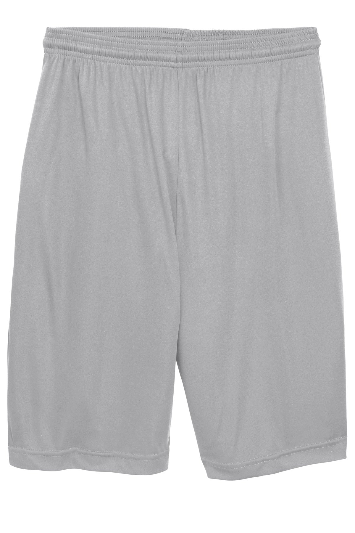 Front View of Silver Sport-Tek Youth PosiCharge Competitor Short. YST355 plain