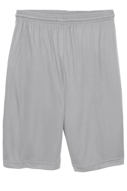 Front View of Silver Sport-Tek Youth PosiCharge Competitor Short. YST355 plain