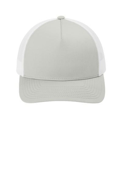 Front View of Silver/Wht Sport-Tek YP Classics Retro Trucker 5-Panel Cap STC54 plain