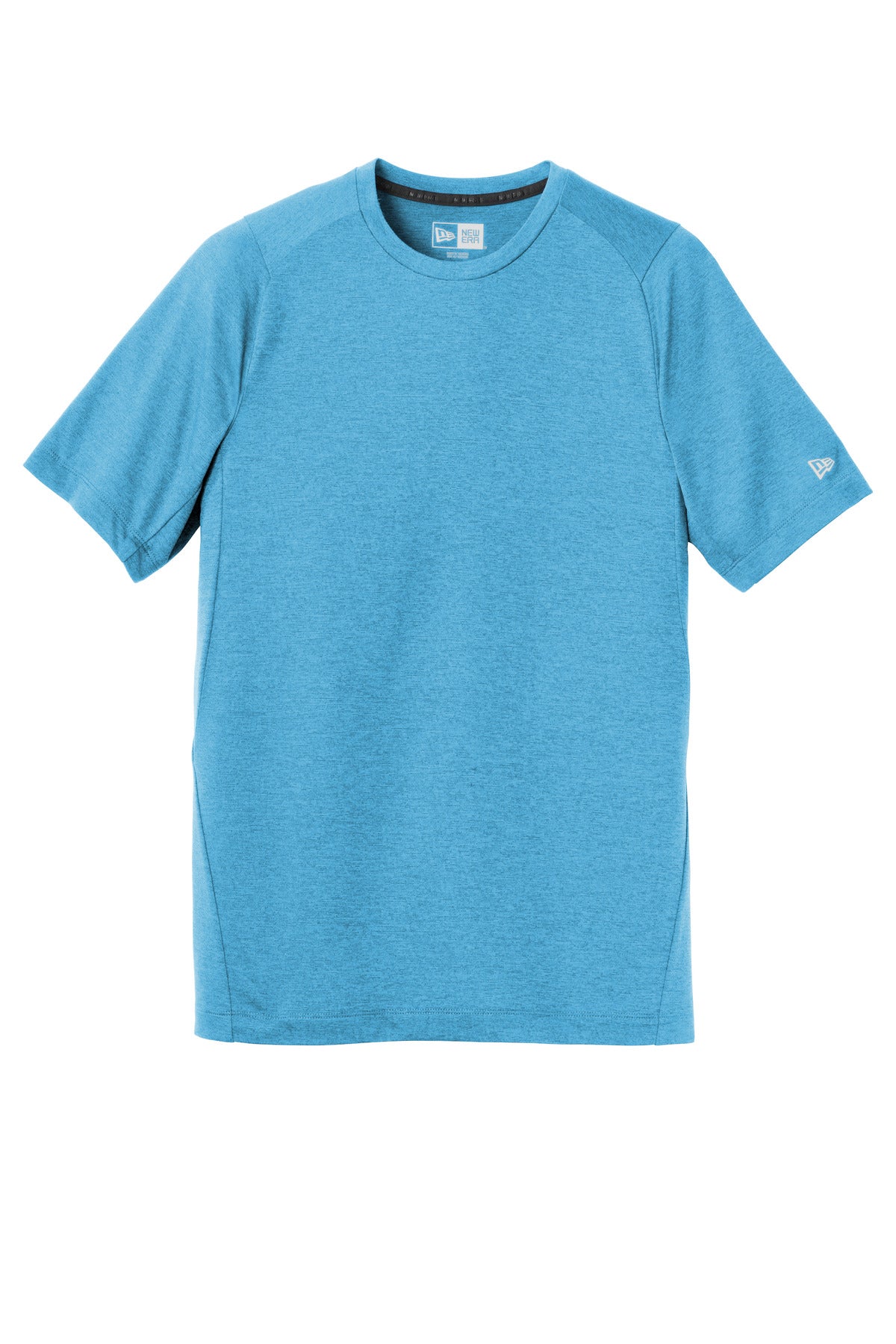 Front View of Sky Blue New Era Series Performance Crew Tee. NEA200 plain
