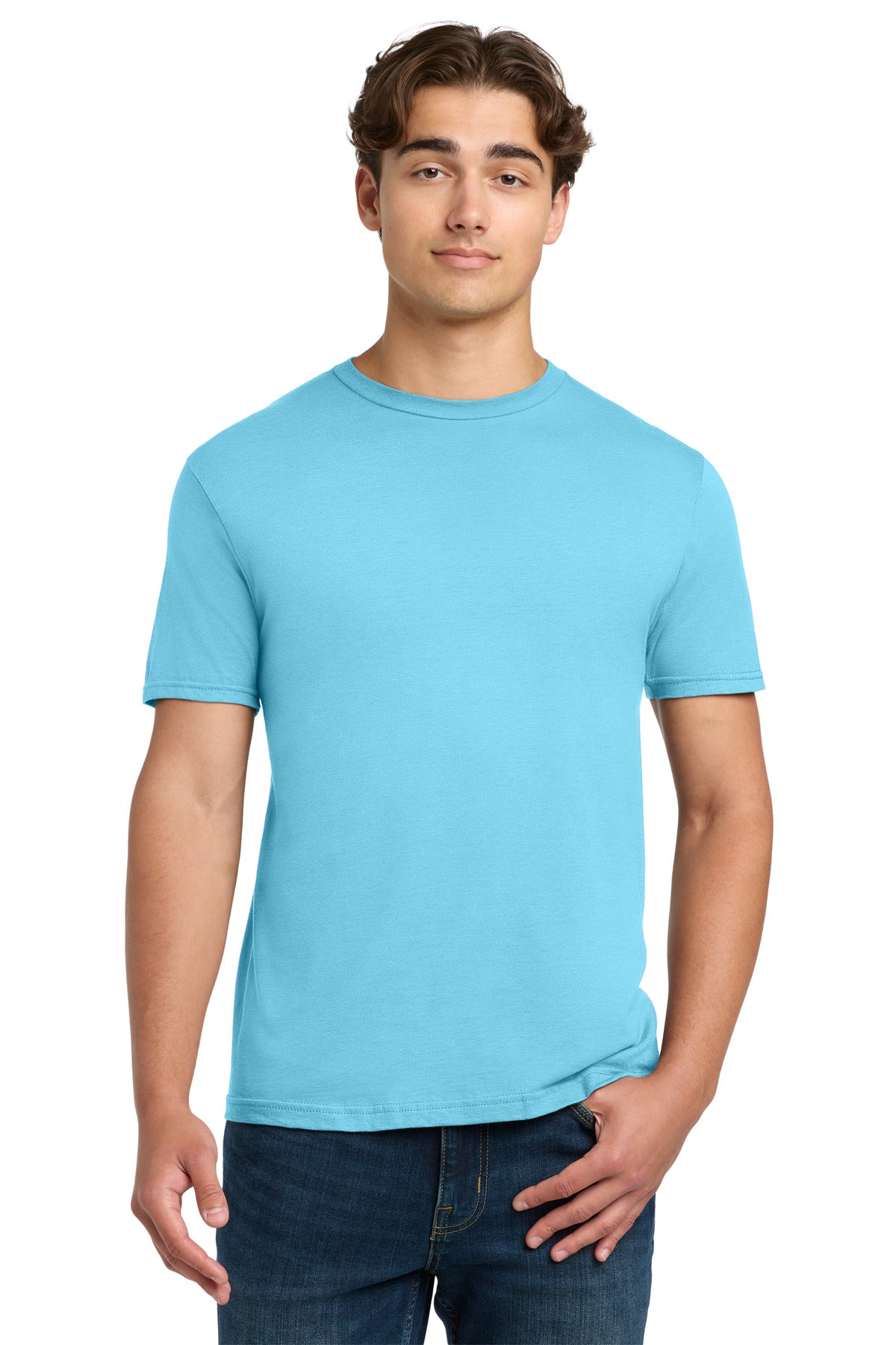 Front View of Sky Gildan Softstyle T-Shirt. 64000 plain