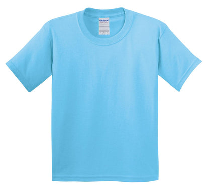 Front View of Sky Gildan - Youth Heavy Cotton 100% Cotton T-Shirt. 5000B plain