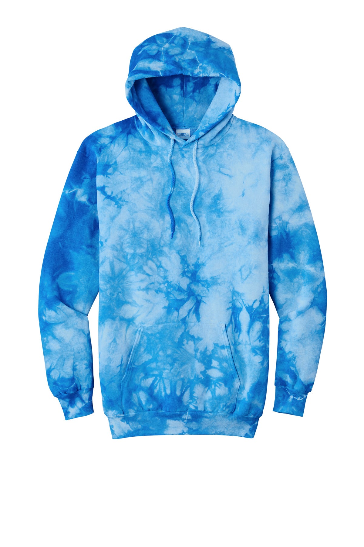 Front View of SkyBlue Port & Co Crystal Tie-Dye Pullover Hoodie PC144 plain