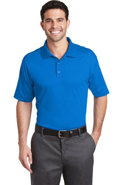 Front View of Skydiver Blue Port Authority Rapid Dry Mesh Polo. K573 plain