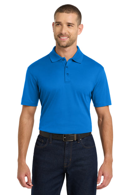 Front View of Skydiver Blue Port Authority Rapid Dry Mesh Polo. K573 plain