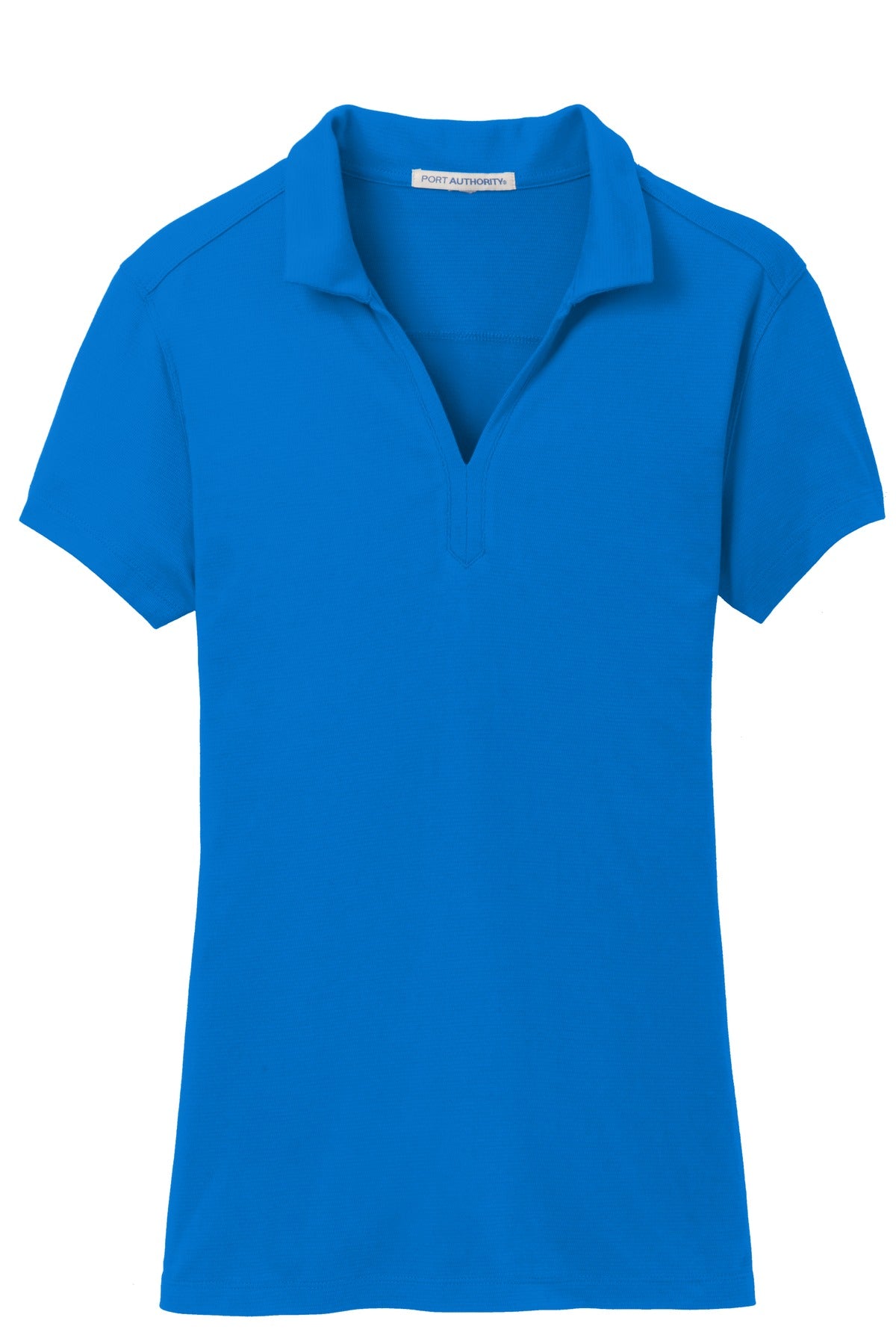 Front View of Skydiver Blue Port Authority Women's Rapid Dry Mesh Polo. L573 plain