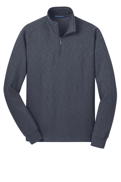 Front View of Slate Grey Port Authority Slub Fleece 1/4-Zip Pullover. F295 plain