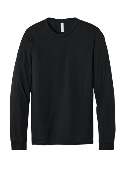 Front View of SldBkBlend BELLA+CANVAS Unisex Heather CVC Long Sleeve Tee BC3501CVC plain