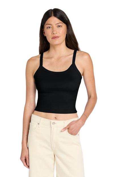 Front View of SldBkBlend BELLA+CANVAS Women's Micro Rib Spaghetti Strap Tank BC1012 plain