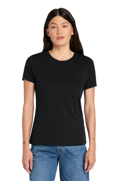Front View of SldBlkTB BELLA+CANVAS Women's Relaxed Triblend Tee BC6413 plain