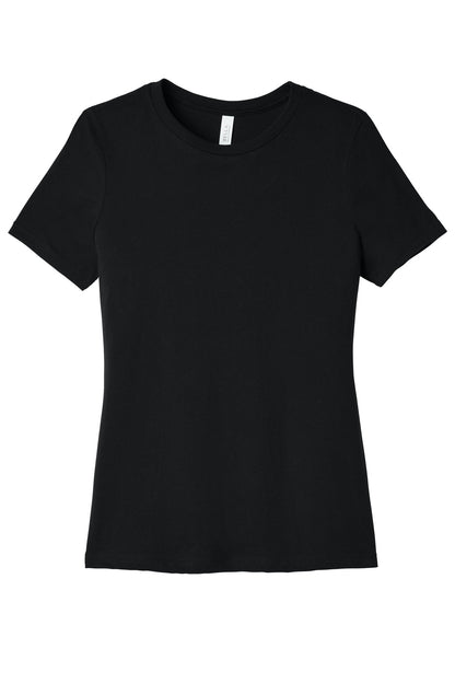 Front View of SldBlkTB BELLA+CANVAS Women's Relaxed Triblend Tee BC6413 plain