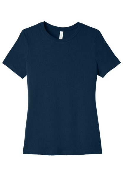 Front View of SldNavyTB BELLA+CANVAS Women's Relaxed Triblend Tee BC6413 plain