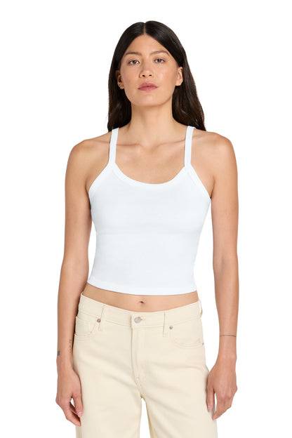 Front View of SldWhBlend BELLA+CANVAS Women's Micro Rib Spaghetti Strap Tank BC1012 plain