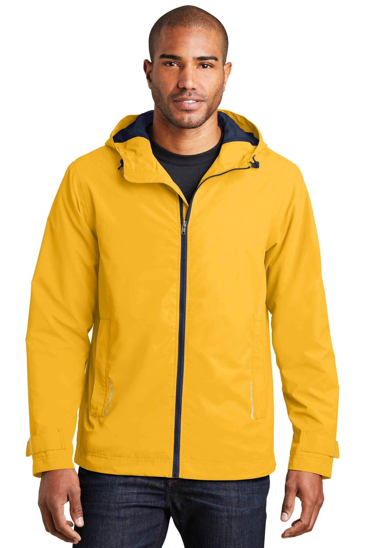 Front View of Slicker Yellow Port Authority Northwest Slicker. J7710 plain