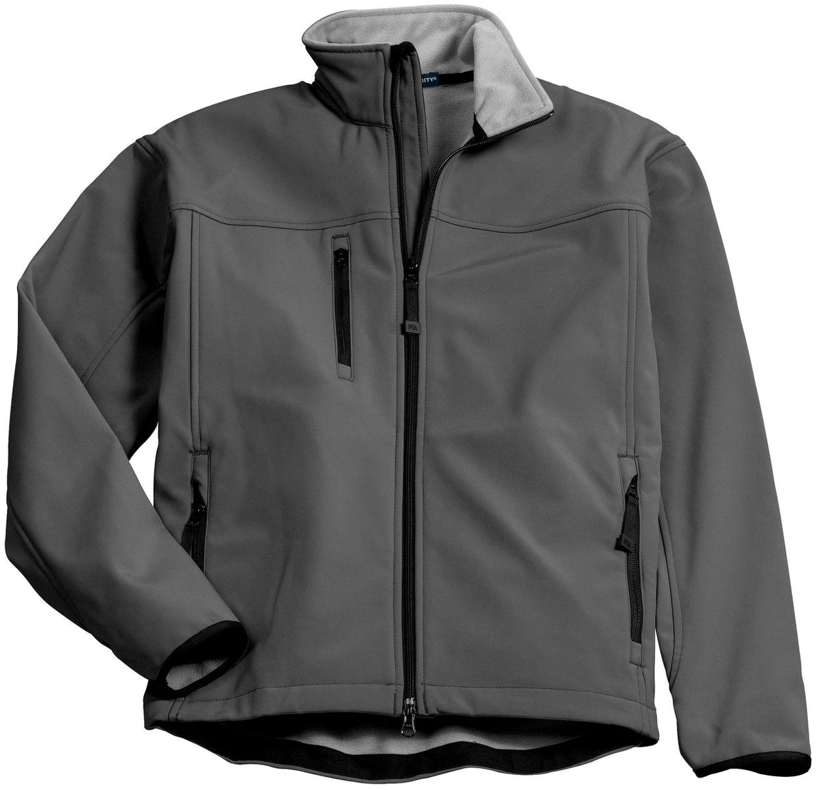 Front View of Smk Gry/Chrome Port Authority Glacier Soft Shell Jacket. J790 plain