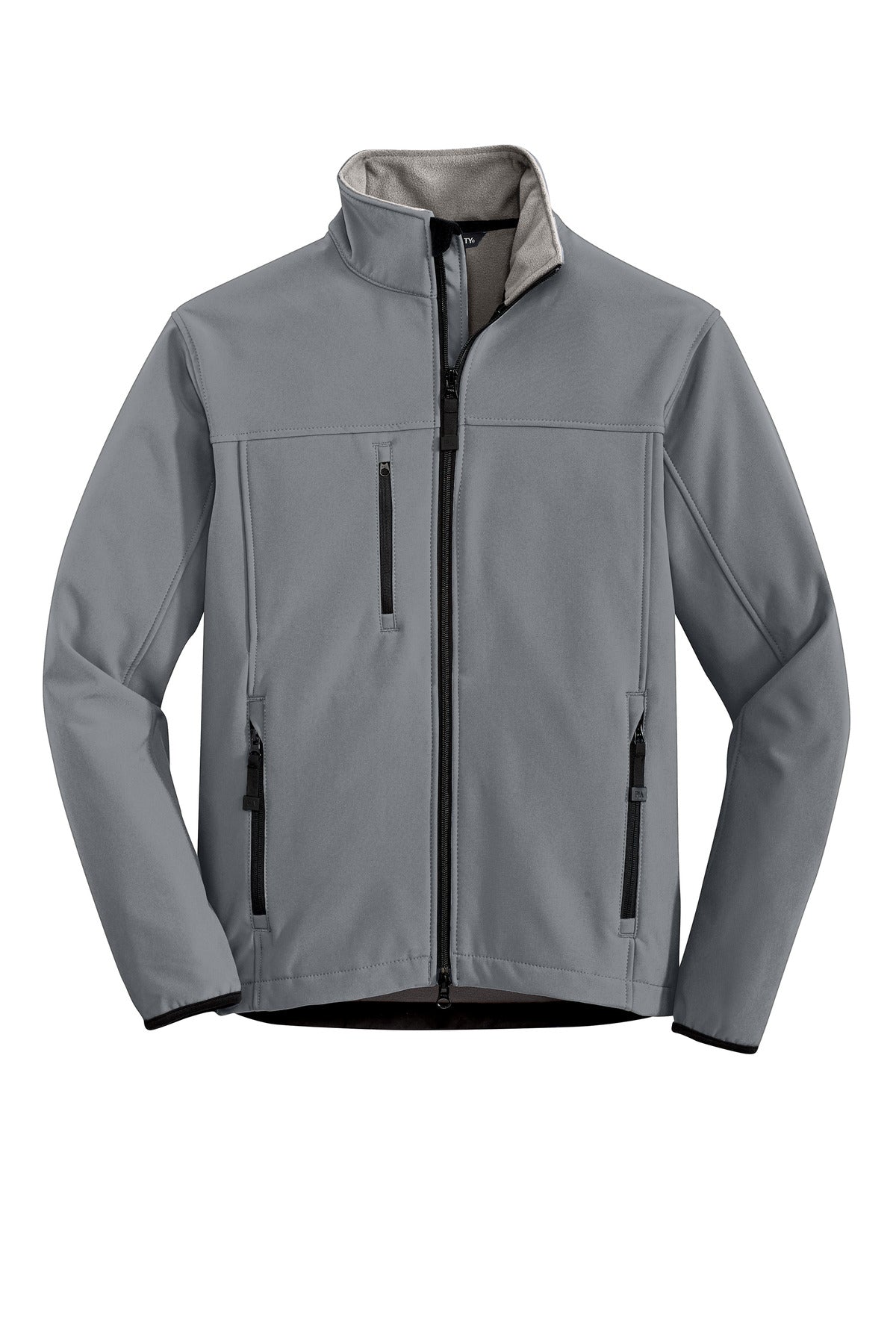 Front View of Smoke Grey/Chm Port Authority Tall Glacier Soft Shell Jacket. TLJ790 plain