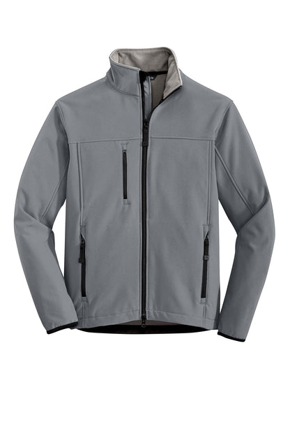 Front View of Smoke Grey/Chm Port Authority Tall Glacier Soft Shell Jacket. TLJ790 plain