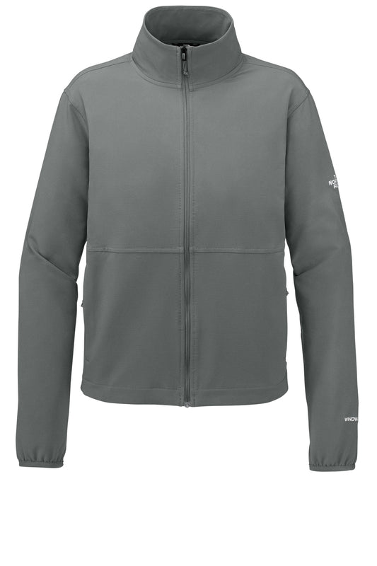 Front View of SmokedPrGy The North Face Women's Edge Stretch Soft Shell Jacket NF0A8ENP plain