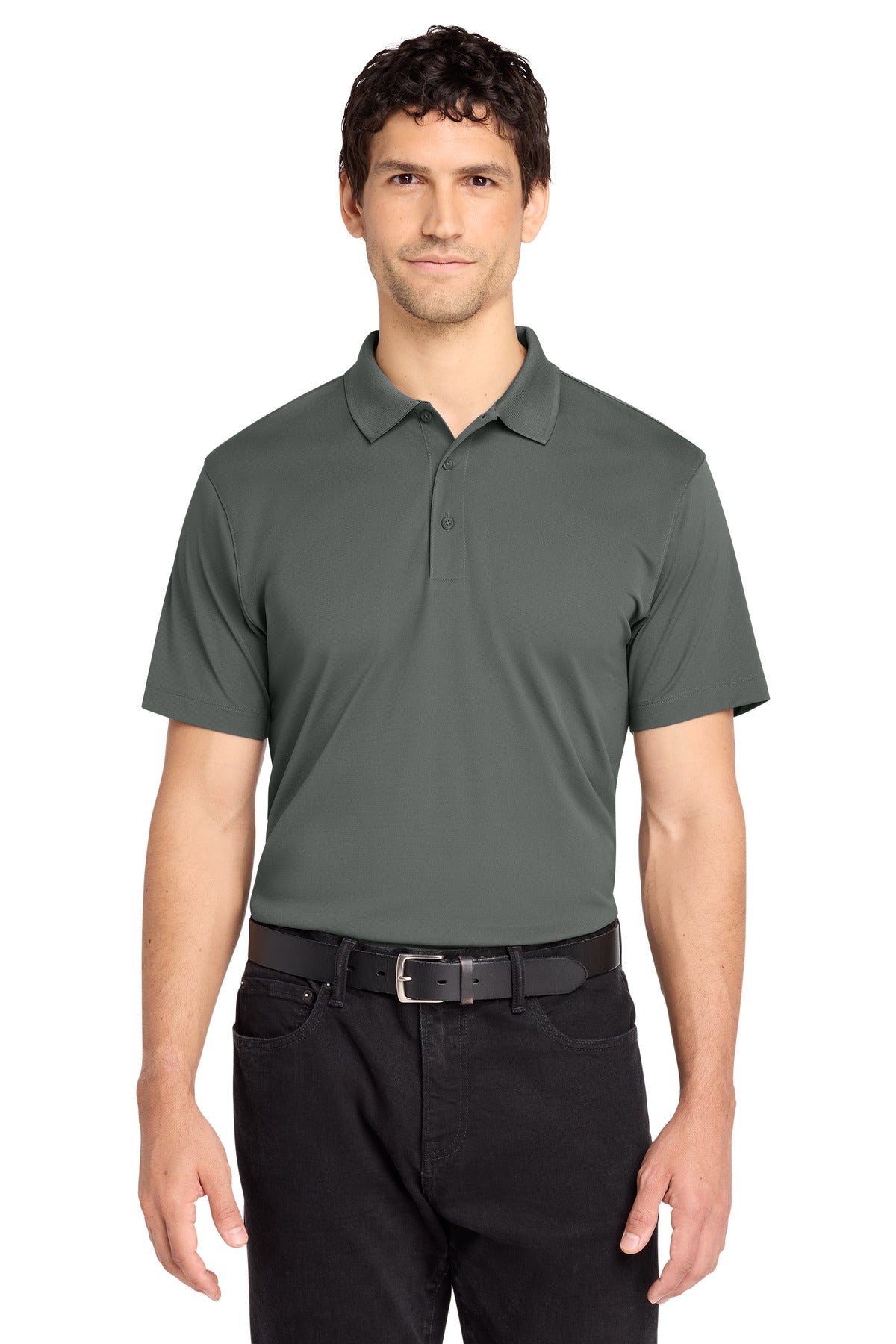 Front View of SmokeGrey Port Authority C-FREE Performance Polo K863 plain