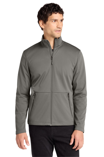 Front View of SmokeGrey Port Authority Flexshell Jacket J617 plain