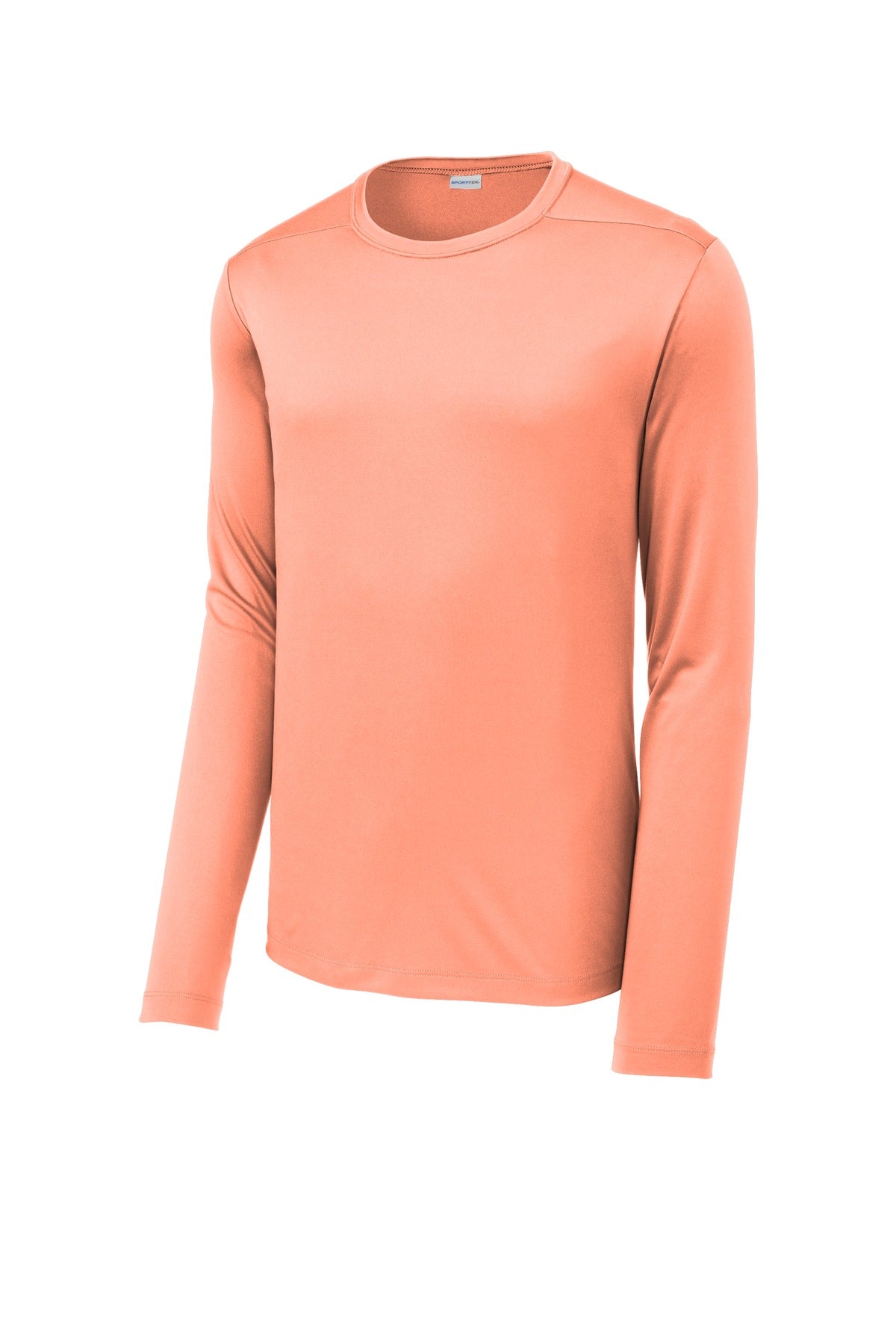 Front View of Soft Coral Sport-Tek Posi-UV Pro Long Sleeve Tee. ST420LS plain