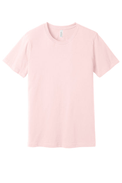 Front View of Soft Pink BELLA+CANVAS Unisex Jersey Short Sleeve Tee. BC3001 plain