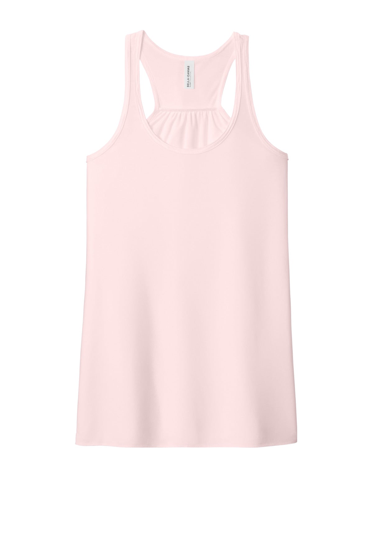 Front View of Soft Pink BELLA+CANVAS Women's Flowy Racerback Tank. BC8800 plain