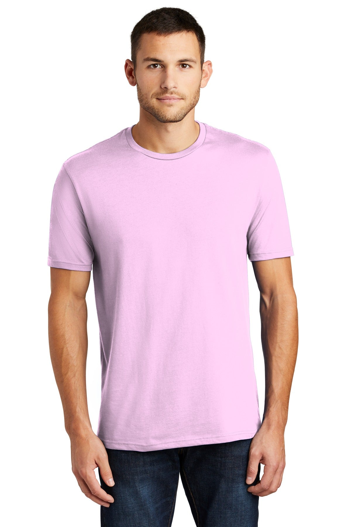 Front View of Soft Purple District Perfect Weight Tee. DT104 plain