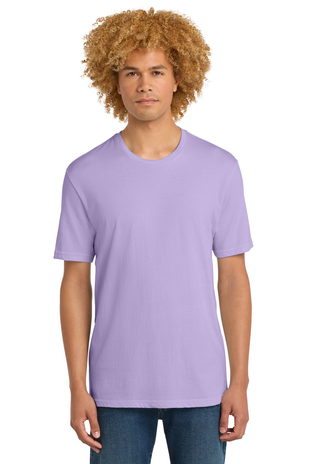 Front View of Soft Purple District Perfect Weight Tee. DT104 plain