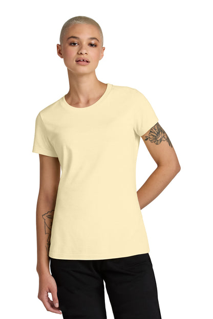 Front View of SoftYellow District Women's Perfect Weight CVC Tee DT188 plain