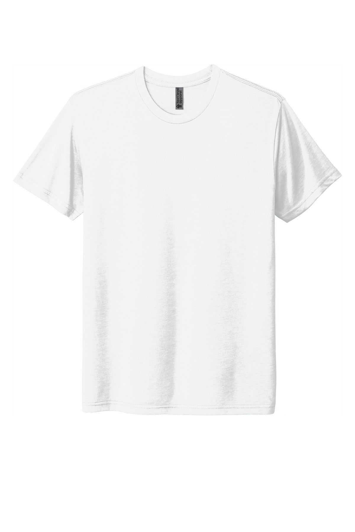 Front View of SolidWhite Next Level Apparel Adult Tri-Blend Tee. NL6010 plain