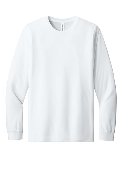 Front View of SolidWhtTB BELLA+CANVAS Unisex Triblend Long Sleeve Tee BC3513 plain