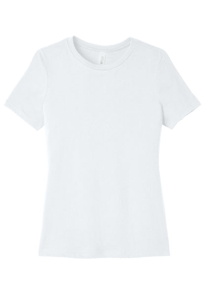 Front View of SolidWhtTB BELLA+CANVAS Women's Relaxed Triblend Tee BC6413 plain