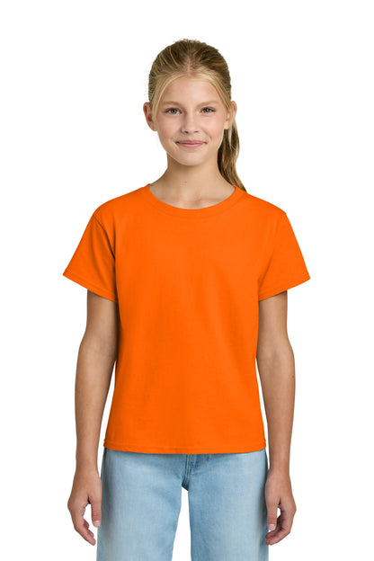 Front View of SOrange Gildan Youth Light Cotton Tee 3000B plain