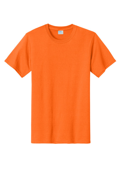 Front View of SOrange Port & Co Essential Tee. PC61 plain