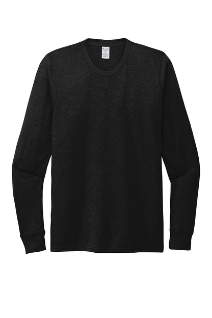 Front View of Space Black Allmade Unisex Tri-Blend Long Sleeve Tee AL6004 plain