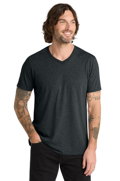 Front View of Space Black Allmade Unisex Tri-Blend V-Neck Tee AL2014 plain