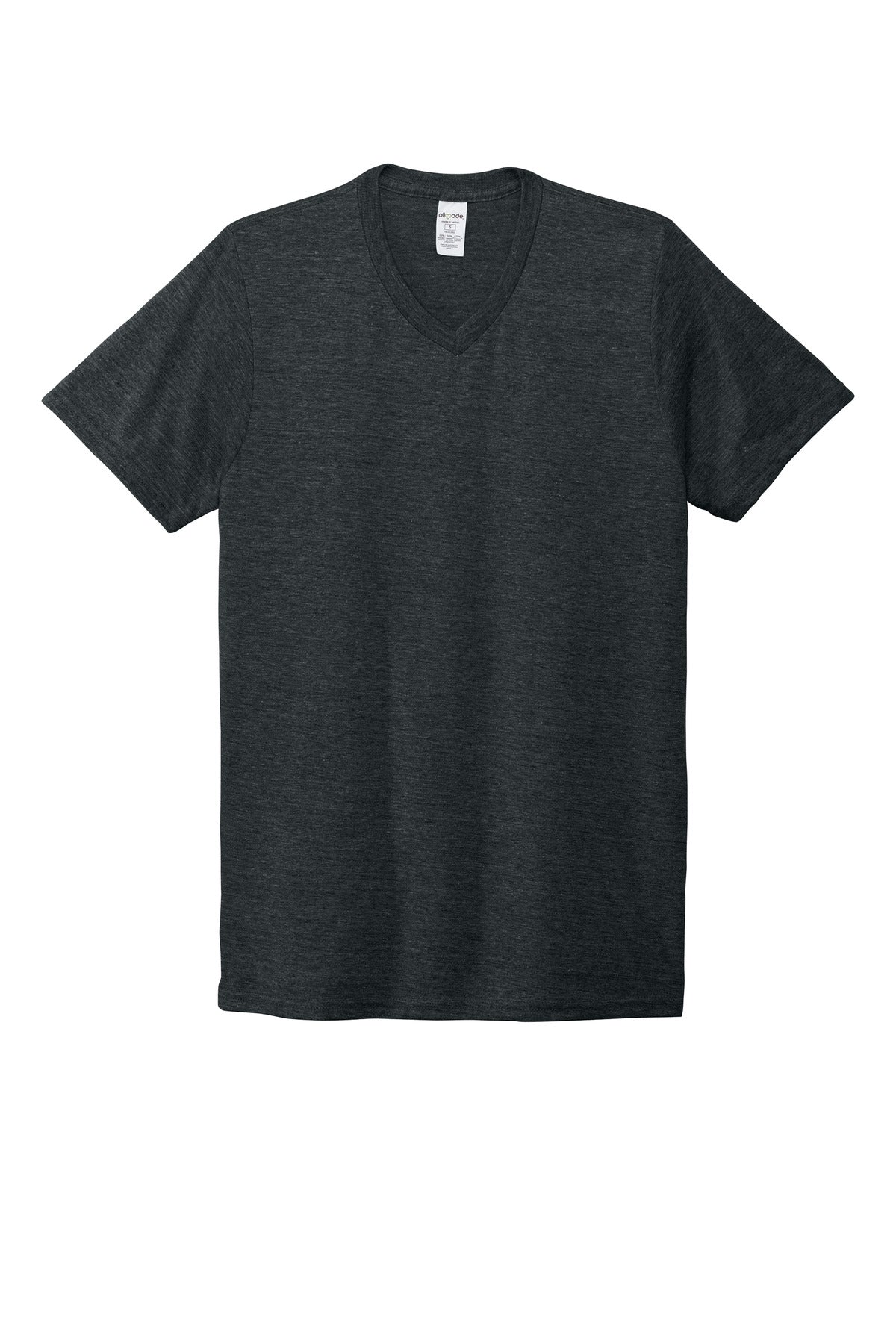 Front View of Space Black Allmade Unisex Tri-Blend V-Neck Tee AL2014 plain