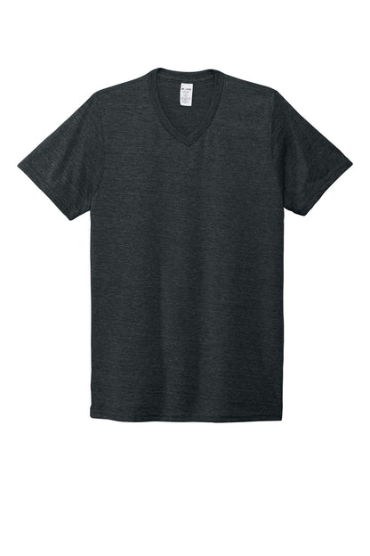 Front View of Space Black Allmade Unisex Tri-Blend V-Neck Tee AL2014 plain