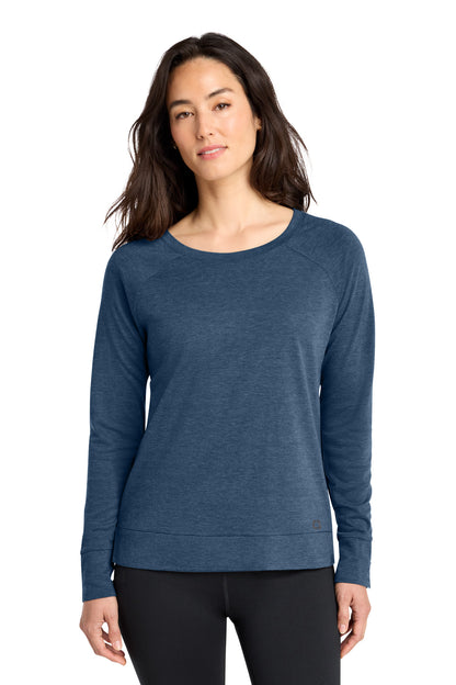 Front View of SparBlue OGIO Women's Command Long Sleeve Scoop Neck LOG150 plain