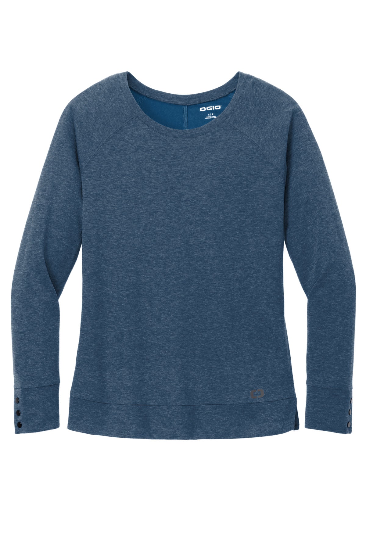 Front View of SparBlue OGIO Women's Command Long Sleeve Scoop Neck LOG150 plain